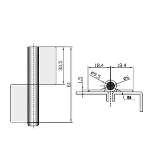 High quality Single head pin Stainless steel heavy-duty welded flag door without hole hinge