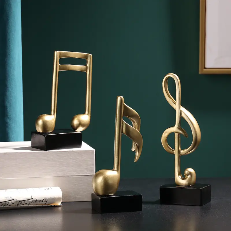 2022 Amazon Top Seller European Style Light Modern Luxury Decorative Golden Creative Resin Musical Note Ornaments Home Decor