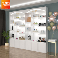 Étagère de rangement professionnelle blanche Boxue - Présentoir cosmétique commercial de luxe avec éclairage LED intégré - Personnalisable