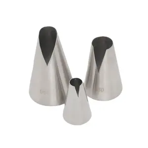 3-Piece Set Sant Anna Dumpling Mouth V-Shaped Stainless Steel Cream Baking Decorating Nozzle