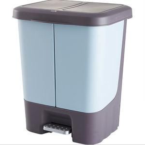 2023 hot sale 2 compartment indoor household kitchen recycle trash bin kitchen recycle bin plastic foot pedal recycle bin