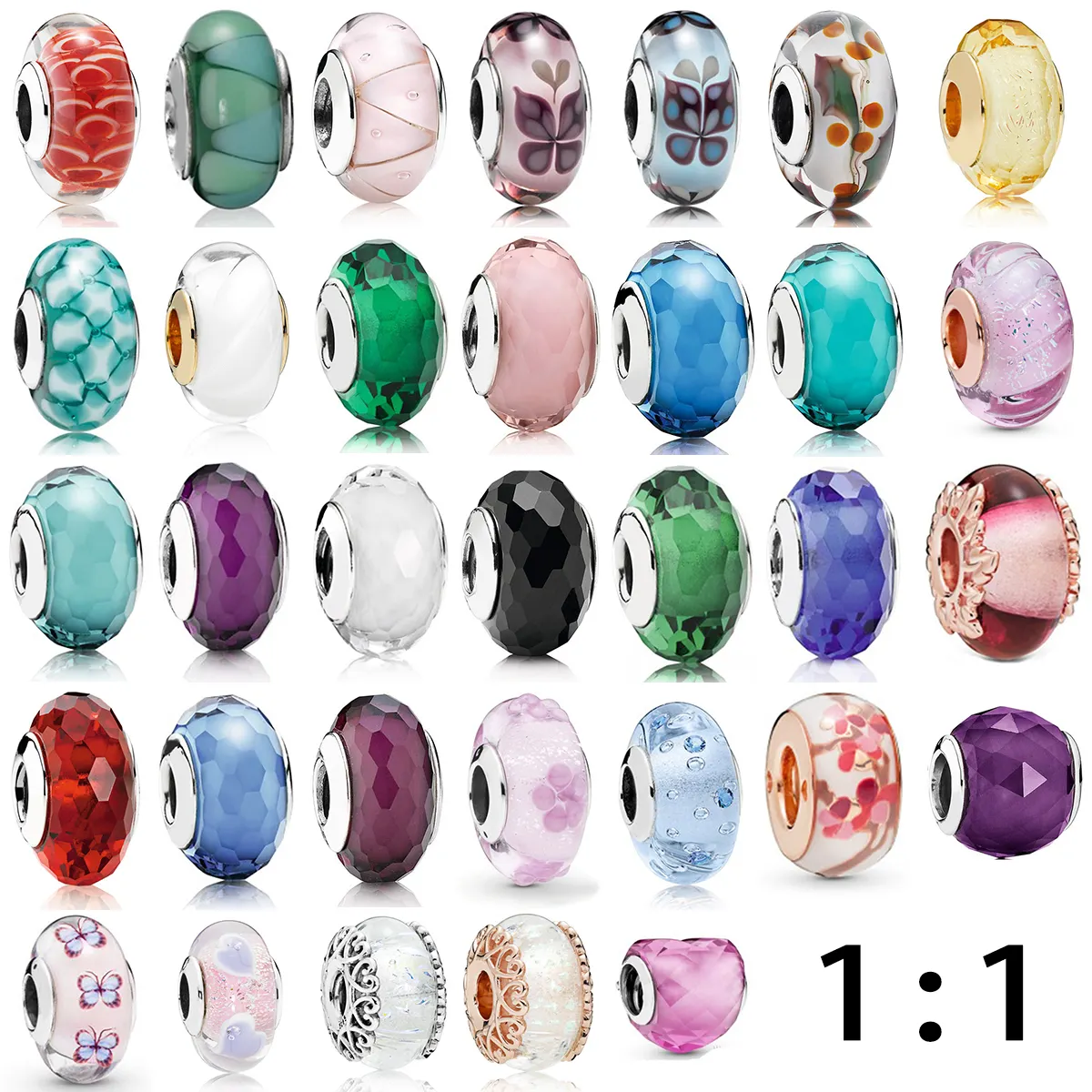 Las 1:1 de nueva personalidad de moda encantos 100% de Plata de Ley 925 Gran Corte Multicolor cuentas de cristal de joyería femenina envío gratuito