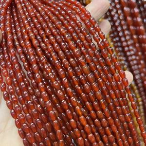 Al por mayor Cuentas de Ágata Roja Semiterminadas Sueltas de 4x6mm, Cuentas de Arroz Brillantes para Pulseras y Collares, Piedra Cornalina de 4mm, 6mm, 8mm - Product Image 1