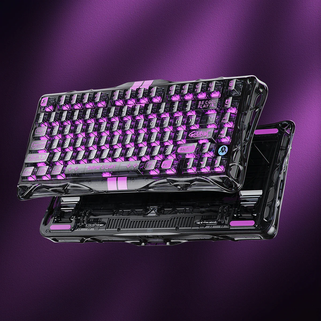 New GravaStar Mercury V75 Lite-Transparent Wired Gaming Keyboard 75% Blackcore Switch Hot-Sawp Full-Transparent RGB for E-sports