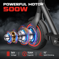 Trottinette électrique pliable 500W 15Ah en stock entrepôt USA, faible MOQ, moniteur de kilométrage via application intelligente, avec certification UL2272, trottinette électrique routière pour adultes