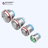 Interrupteur à bouton-poussoir en laiton de 16 mm, RUGSWT, IP65, étanche, bouton-poussoir rond en métal pour le contrôle des machines