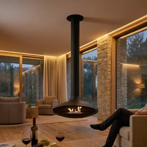 Caminetto Moderno Sospeso a Soffitto 360 °   Caminetto a <span class=keywords><strong>Bioetanolo</strong></span> Sospeso per Soggiorno e Arredamento Alberghiero - Product Image 1