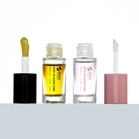 Tube de brillant à lèvres en verre et plastique personnalisé, grand applicateur, 5 ml, tube transparent court pour huile à lèvres, applicateur épais, tube transparent pour baume à lèvres, emballage
