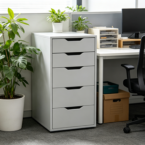 Armoire de classement métallique blanche moderne en gros <span class=keywords><strong>d</strong></span>'usine, meuble de rangement à 5 tiroirs, design autoportant pour la maison, le bureau et l'école - Product Image 3