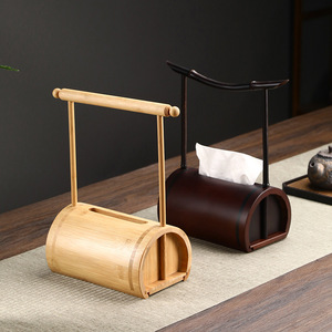Bamboo Handheld Semi-circular Traditional <b>Chinese</b> Style Tissue Box, New <b>Chinese</b> Antique Style Living Room Home Bamboo Napkin - Product Image 1