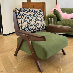 Canapé de luxe au design vintage, fauteuil en velours avec accoudoirs en bois, salon, hôtel, appartement, café, fauteuil de salon, canapé de détente - Product Image 3