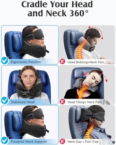Almohada de Viaje para Soporte Cervical, Reposacabezas con Antifaz y Correa Ajustable para Auto y Avión - Product Image 2