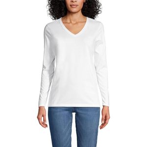 Camiseta de Manga Larga con Cuello en V para Mujer FOXA, 100% Algodón, Transpirable, Tejido de Punto, Manga Regular - Product Image 1