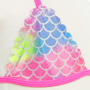 Costume da bagno estivo a <span class=keywords><strong>due</strong></span> pezzi personalizzato all'ingrosso, nuovo design, grazioso bikini da spiaggia per ragazze adolescenti e bambini. - Product Image 5