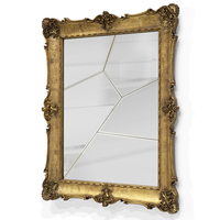 Espejo de Pared Rectangular de Lujo con Marco Dorado Antiguo y Detalles de Acero Inoxidable para Interiores Contemporáneos