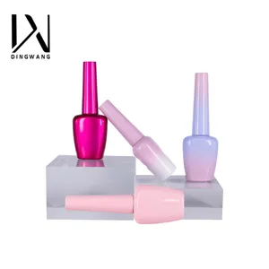High Quality Wholesale 12ml Empty Luxury Frosted Pink Quare Packaging Uv Gel Polish Glass Bottle For Gel Nail