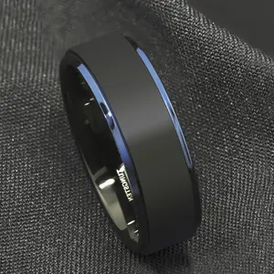 8Mm/10Mm Heren Geborsteld Wolfraamcarbide Trouwband Ring Polish Afgewerkt Comfort Fit Zwart/Zilver/Blauw/Goud/Rose Goud