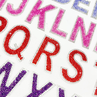 Autocollant Résine Strass Lettre Motif Alphabet Anglais Cristal Applique Fer sur Patchs pour Sacs à Vêtements
