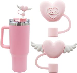 NOUVEAU Cache-pailles anti-poussière en silicone/PVC en forme de cœur rouge pour gobelets de 30/40 oz, embouts de 10 mm (0,4 po) compatibles, cadeaux amusants pour amoureux et couples - Product Image 5