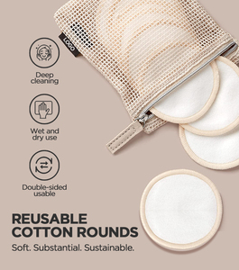 Tampons démaquillants réutilisables écologiques en bambou et <span class=keywords><strong>coton</strong></span> à 2 couches, lavables, pour le visage et le corps, design coloré en forme de bouffée - Product Image 2