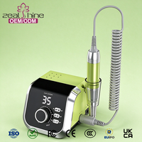Machine à ongles professionnelle portable vert lime 35000 tr/min avec rangement pour embouts et pédale pour fournitures d'onglerie