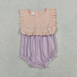 RTS Pink <b>Top</b> Purple Stripes Button Baby Girls Summer Dresses <b>Bubble</b> Romper Wholesale Sisters Clothing Boutique Factory Clothes - Product Image 4