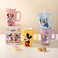 Mug en céramique Mickey & Friends 500 ml, grande capacité, tasse à café droite, mug à eau mignon de dessin animé pour le bureau et la maison