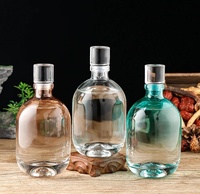 Bouteille de spiritueux transparente de luxe, arrondie, en gros, 200 ml, pour vodka haut de gamme