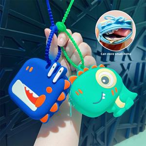 Sac à Monnaie en Silicone Dinosaure Mignon en Gros, Pochette Simple pour Écouteurs, Petit Sac de Rangement Portable pour Enfants, Cadeaux Nouveauté - Product Image 2