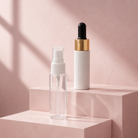 Vente directe usine – Flacon cosmétique transparent de 30 ml avec pompe pulvérisatrice, écologique, sérigraphie, bouchon à vis blanc en PET
