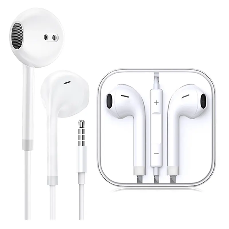 Most selling product 1.2m white color 3.5mm jack wired earphones wired earbuds for android cellphones