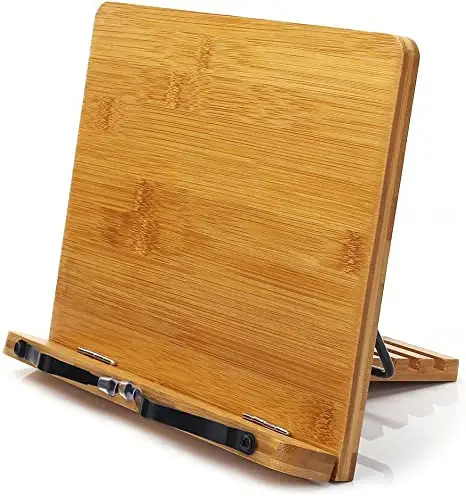 カスタマイズされた折りたたみ式竹製ブックスタンドクックブックホルダーキッチン調節可能なレシピブックスタンドママギフト用