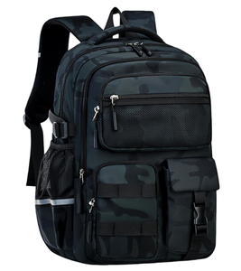 Sac à dos pour garçon, cartable pour enfants, sac à dos en toile bleu camouflage multi-poches - Product Image 1