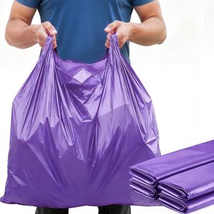 ถุงช้อปปิ้งแบบเสื้อยืดสีม่วงขนาดใหญ่พิเศษ ย่อยสลายได้ ผลิตจากพลาสติก PE คุณภาพดี ทนทาน ใช้ซ้ำได้ เหมาะสำหรับร้านอาหาร ร้านค้าปลีก ขายส่ง - Product Image 1