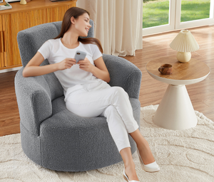 360 Swivel Barrel Chair Adjustable Headrest Modern Waterproof Eco-Friendly Upholstered Accent <b>Sofa</b> Chair for Living Room Hotel - Product Image 3