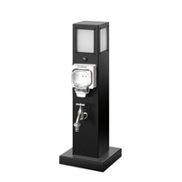Poteau de parc en acier inoxydable 304 |   Boîtier de sortie unique + Robinet anti-gel + Lumière à détecteur de mouvement PIR, Colonne d'alimentation extérieure étanche IP66
