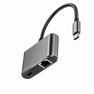 4 en 1 <span class=keywords><strong>USB</strong></span> Type <span class=keywords><strong>C</strong></span> vers Rj45 Gigabit Ethernet <span class=keywords><strong>Lan</strong></span> 1000Mbps Carte réseau filaire PD 100W Type-<span class=keywords><strong>C</strong></span> <span class=keywords><strong>USB</strong></span> 3.0 HUB Docking Station Converter - Product Image 2