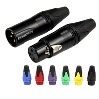 Lot de connecteurs XLR mâle-femelle 3 broches avec capuchons codés par couleur (6 couleurs), broches plaquées or pour microphone, table de mixage audio, studio