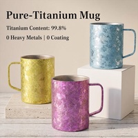 Mug à café en titane pur de luxe, confortable, avec poignée intégrée, pour cadeau d'entreprise et promotion