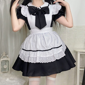Disfraz de Sirvienta, Cosplay Japonés, Vestido Lolita, Negro y Blanco, Poliéster, Disfraz de Anime para Mujer - Product Image 3