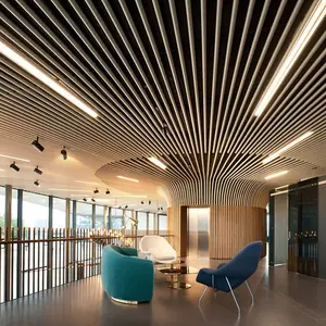 Fast delivery aluminum baffle ceiling wooden decorative ceiling tiles For Hall Open Cell Ceiling