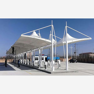 Tente de protection imperméable en structure membrane architecturale en tube d'acier préfabriqué PVDF pour abris de voiture, auvents et couvertures de stationnement - Product Image 4