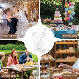 Copos de Plástico para Sobremesa com Colheres 5oz Mini Copo Transparente para Parfait Tigela Descartável para Aperitivos, Frutas, Sorvetes, Pudins e Uso em Festas - Product Image 6