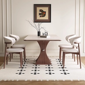 Đồ Nội Thất Bắc Âu Gia Đình Căn Hộ Nhỏ Hiện Đại Rắn Gỗ Thân Thiện Với Môi Hình Chữ Nhật Bàn Ăn Và Ghế Đặt - Product Image 3