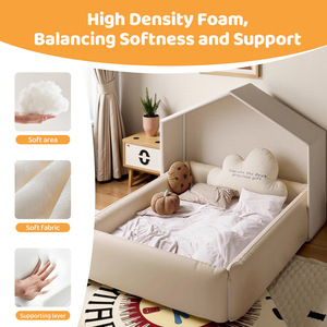 <span class=keywords><strong>Cuna</strong></span> de Estilo Nórdico Creativa con Esponja Comprimida, Barandilla de Seguridad, Cama Infantil para el Suelo - Product Image 3