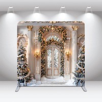 Pameran Natal, Latar Belakang Photo Booth Mewah, Pintu Istana Putih Emas, Latar Belakang Fotografi Dua Sisi, Acara, Dapat Disesuaikan