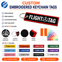Porte-clés personnalisé brodé écologique avec anneau en acier inoxydable et sangle à bord rouge pour coffret cadeau personnel - Commandes en gros