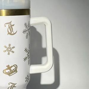 Custom Electroplating Gold Spill Proof Stainless Steel 40Oz Glass Mug Tumbler With Handle and <b>Straw</b> - Product Image 4