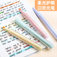 Lot de 4 surligneurs Macaron Pastel pour le soin des yeux, doux, sans bavure, pointe biseautée, fluorescent, esthétique, pour journal et étudiants