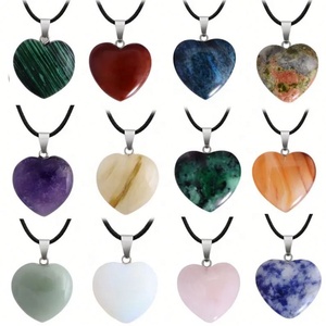 Pendentif en acier inoxydable en forme de cœur en pierre naturelle personnalisée ZYO pour femmes, collier avec pendentif en agate, bijoux DIY - Product Image 1